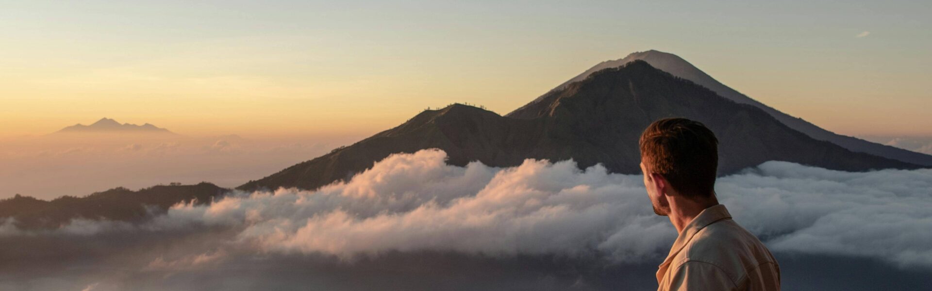 "Stunning View of Mount Batur at Sunrise in Bali"